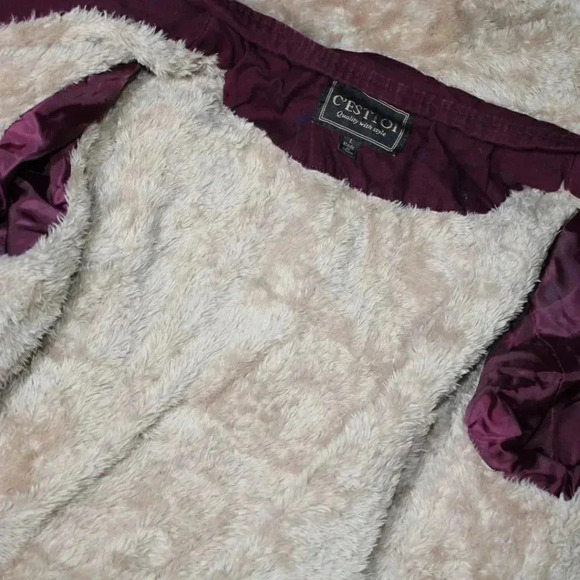 L C’Esttoi Burgundy Sherpa Lined Jacket - Picture 7 of 10